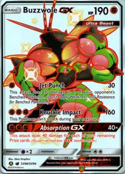 Buzzwole GX SV68/SV94 Shiny GX Rare Hidden Fates Shiny Vault Pokemon Holo NM - Image 1