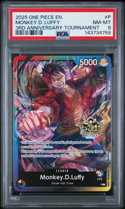 PSA 8 2025 One Piece Promos #P Monkey D. Luffy NM-MT - Image 1