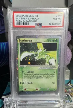 Scyther EX Holo Rare Ruby & Sapphire 2003 Pokemon Card #102 PSA 8 - Image 1