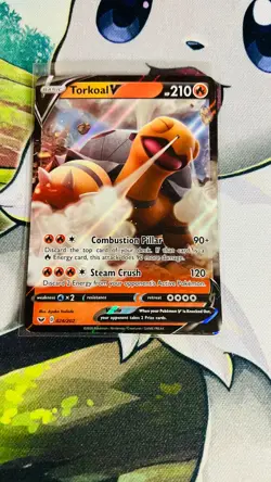 Pokemon TCG Torkoal V Sword & Shield Base Set 024/202 Holo Ultra Rare NM - Image 1