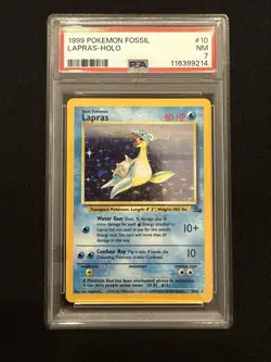 1999 POKEMON FOSSIL #10 LAPRAS-HOLO PSA 7 - Image 1