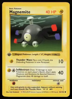 Magnemite 53/102 1st Edition Common Base Set Shadowless Pokemon English HP - Image 1
