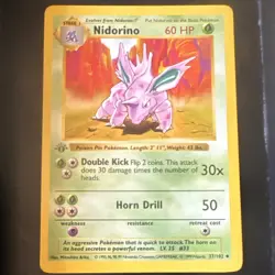 Pokemon TCG Nidorino 037/102 1st Edition Shadowless Base Set Uncommon Vintage - Image 1