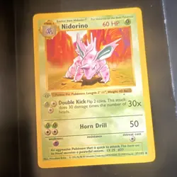 Pokemon TCG Nidorino 037/102 1st Edition Shadowless Base Set Uncommon Vintage - Image 2