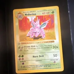 Pokemon TCG Nidorino 037/102 1st Edition Shadowless Base Set Uncommon Vintage - Image 4