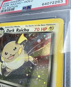 2000 POKEMON ROCKET 1ST EDITION #83 DARK RAICHU-HOLO PSA 8 w/ SWIRL - Image 3