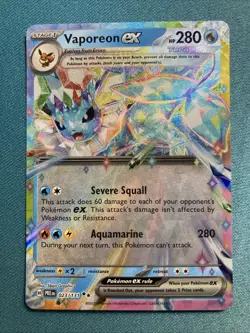 Pokemon TCG Vaporeon EX 023/131 Prismatic Evolutions Double Rare - Image 1