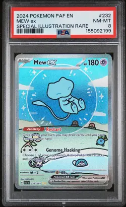 2024 POKEMON PAF EN-PALDEAN FATES SPECIAL ILLUSTRATION RARE #232 MEW EX PSA 8 - Image 1