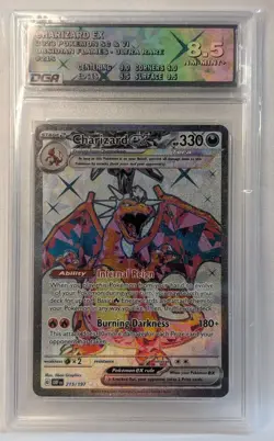 Pokemon Charizard EX #215 - 2023 SC/VI Obsidian Flames - Ultra RARE - GRADED 8.5 - Image 1