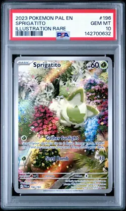 PSA 10 GEM MINT Sprigatito Illustration Rare 196/193 Pokemon Paldea Evolved - Image 1