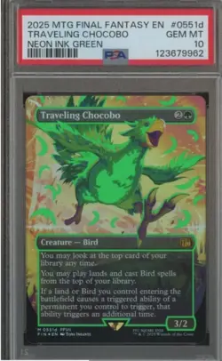 2025 MTG Final Fantasy EN Neon Ink Green 0551d Traveling Chocobo PSA 10 GEM MINT - Image 1