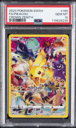 2023 POKEMON SWORD & SHIELD CROWN ZENITH #160 FULL ART/PIKACHU PSA 10 - Image 1