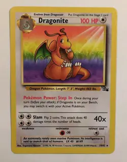 Dragonite 19/62 Fossil Rare 100 HP Stage 2 Regular Pokemon TCG Card English - Image 1