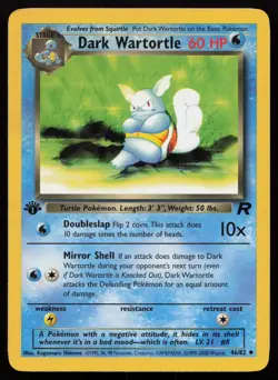 Dark Wartortle 46/82 1st Edition Uncommon Team Rocket Pokemon English HP - Image 1