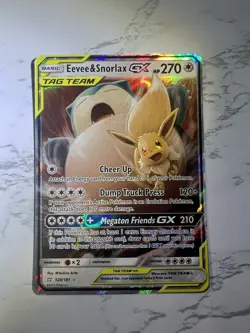 Pokemon TCG Eevee & Snorlax GX Holo Ultra Rare Card Sun and Moon Team Up 120/181 - Image 1