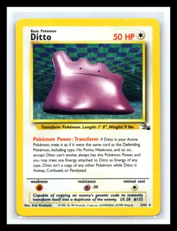 💥 Pokemon Ditto 3/62 Fossil Holo Rare Unlimited 1999 50 HP Basic Vintage - Image 1