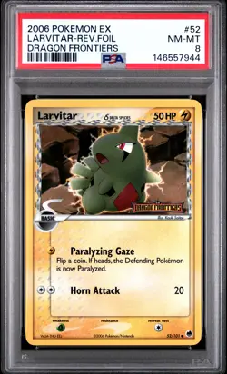 2006 POKEMON EX DRAGON FRONTIERS #52 LARVITAR-REVERSE FOIL PSA 8 - Image 1