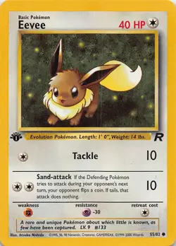 EEVEE 55/82 C TEAM ROCKET POKEMON 1ST EDITION NM - Image 1