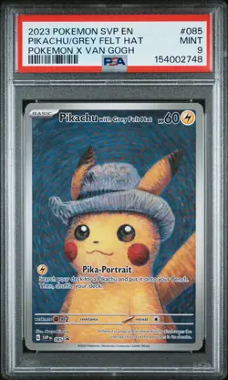 2023 POKEMON SVP EN-SV BLACK STAR PROMO #085 PIKACHU WITH GREY FELT HAT PSA 9 - Image 1