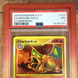 Pokemon Charizard Stormfront Holo 🌀SWIRL 🌀PSA 7 — GUARD INCLUDED - Image 2