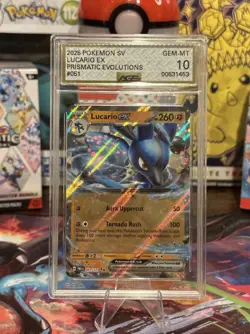 2025 Pokemon TCG Lucario Ex 051/131 - Prismatic Evolutions AGS Gem Mint 10 - Image 1