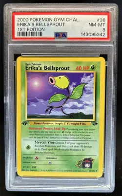 2000 Pokemon Gym Challenge 1st Edition Erika's Bellsprout #38/132 PSA 8 - Image 1