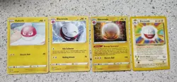 4 Pokemon cards Voltorb, Electrode 1999, 2020 Holo & Regular, Lightning Energy - Image 1