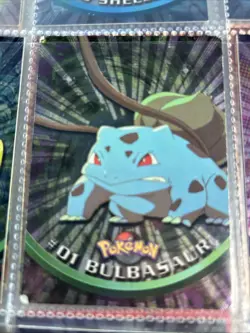 Topps Series 1 Holo Bulbasaur 01 - Holographic Pokemon Card- Black Logo Rare - Image 1