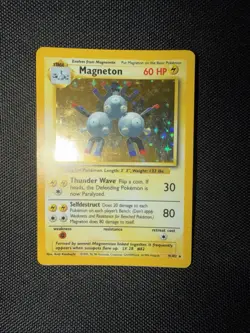 Pokemon Magneton Base Set Holo Rare Card 9/102 - Image 1