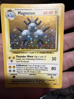 Pokemon Magneton Base Set Holo Rare Card 9/102 - Image 3