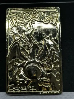 1999 Burger King Gold-Plated Pokemon Charizard Trading Card - Image 1
