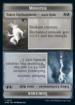 Hero Deal, English - 4 x MTG Monster Role Token // Sorcerer Role Token Wilds of - Image 1