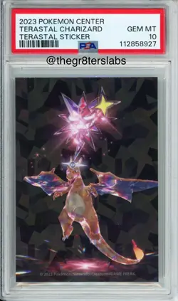 Terastal Charizard - 2023 Pokemon Center - Terastal Sticker - PSA10 - Image 1