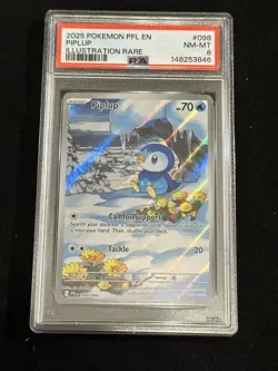 2025 POKEMON PFL EN-PHANTASMAL FLAMES ILLUSTRATION RARE #098 PIPLUP PSA 8 - Image 1