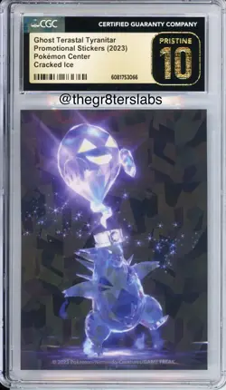 Ghost Terastal Tyranitar-2023 Pokemon Center Promo Stickers-Cracked Ice-CGCP10 - Image 1