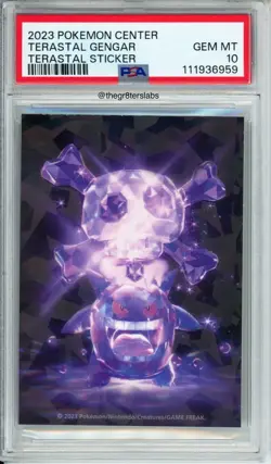 Terastal Gengar - 2023 Pokemon Center - Terastal Sticker - PSA10 - Image 1