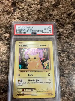 2016 Pokemon XY Evolutions Pikachu Holo Cracked Ice PSA 10 Gem Mint - Image 1