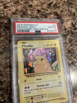 2016 Pokemon XY Evolutions Pikachu Holo Cracked Ice PSA 10 Gem Mint - Image 3
