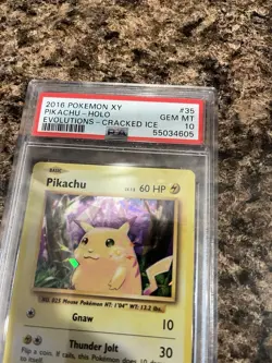 2016 Pokemon XY Evolutions Pikachu Holo Cracked Ice PSA 10 Gem Mint - Image 4