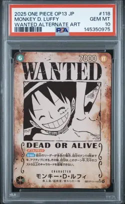 2025 ONE PIECE JAPAN CARRYING ON HIS WILL WANTED ALT ART MONKEY D. LUFFY PSA 10 - Image 1