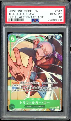 2022 Japanese One Piece Romance Dawn Trafalgar Law OP01-047 PSA 10 Gem Mint - Image 1