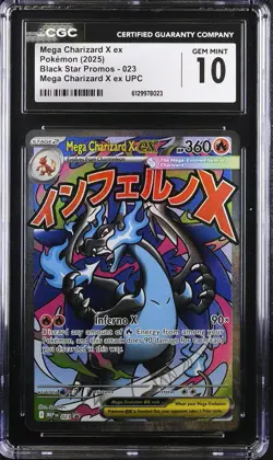 2025 Pokemon MEP Black Star Promos Mega Charizard X ex #023 CGC 10 - Image 1