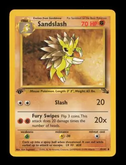 1999 Pokemon Fossil 1st Edition: # 41 Sandslash NM-MT OR BETTER - Image 1