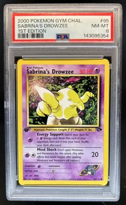 2000 Pokemon Gym Challenge 1st Edition Sabrina's Drowzee #95/132 PSA 8 - Image 1