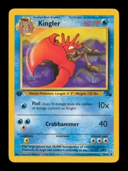 1999 Pokemon Fossil 1st Edition : # 38 Kingler NR-MINT - Image 1