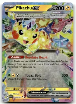 Pikachu ex 057/191 Double Rare Surging Sparks Pokemon Lightly Played - Image 1