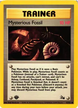 Pokemon TCG Mysterious Fossil 62/62 Common Fossil 1st Edition VLP - Image 1