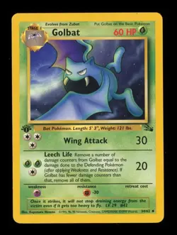 1999 Pokemon Fossil 1st Edition: # 34 Golbat NM-MT OR BETTER - Image 1