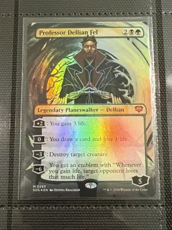 Professor Dellian Fel (Borderless) – Secrets of Strixhaven (SOS) - 0283 NM FOIL - Image 1