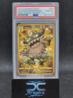 2020 Pokemon Rebel Clash Galarian Perrserker #205 Rare Full Art PSA 10 Gem Mint - Image 1